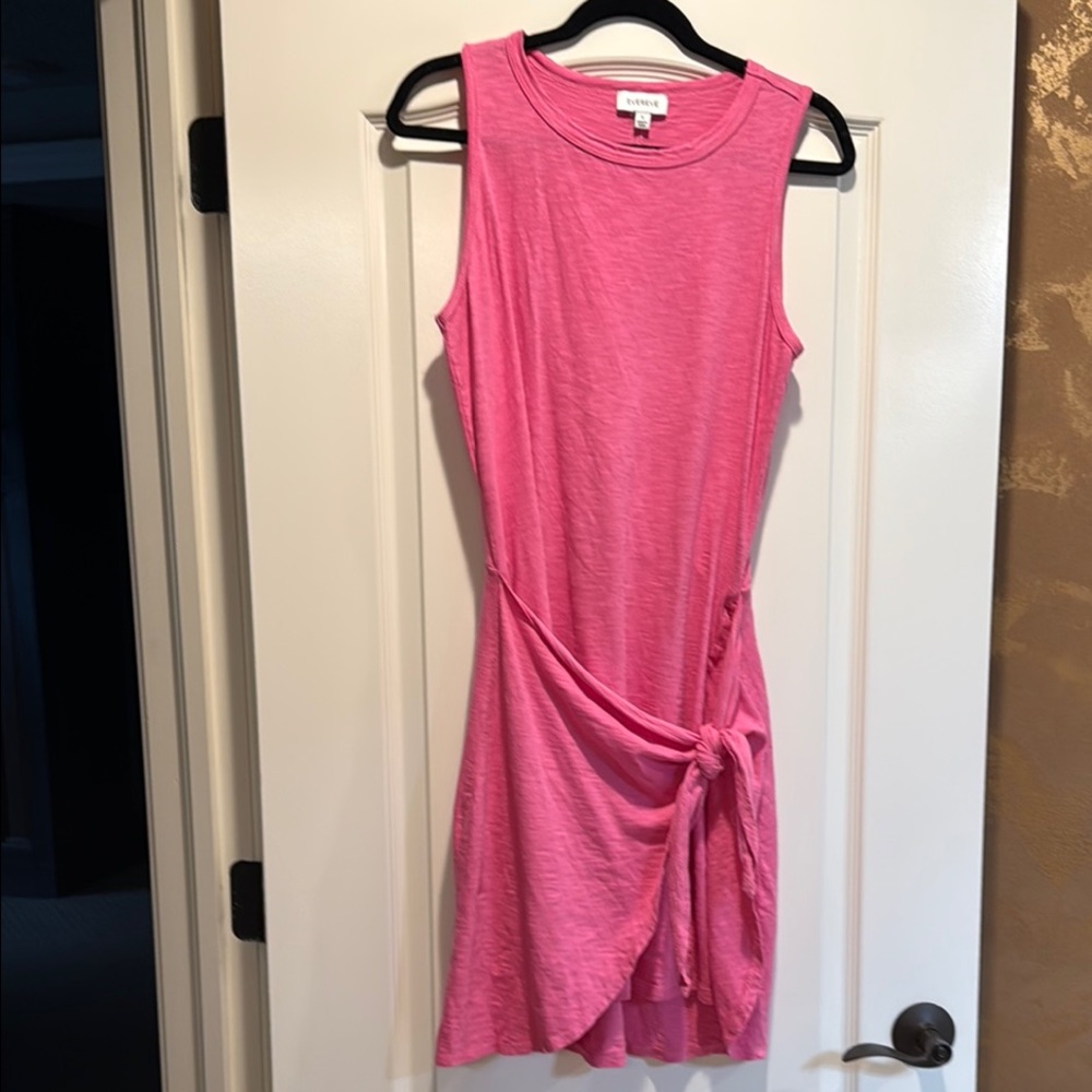 Evereve Pink Sleeveless Dress with Waist Tie